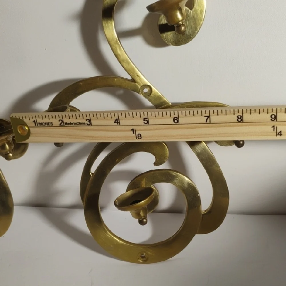 Vintage 1983 Sarheid LTD Brass Wall Hanging Candle Holders Scones Made In Korea
